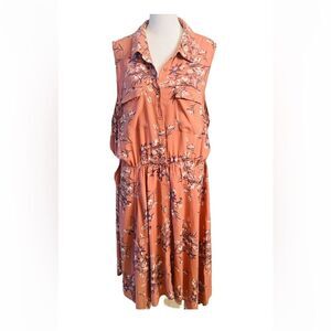 Torrid Women Utility Dress Floral Dusty Pink asymmetrical hem size XL